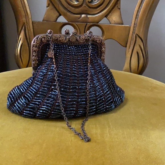 clara kasavina Handbags - VTG Clara Kasavina Studios Inc. Brown Copper Beaded Bag Purse